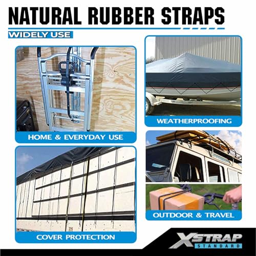 XSTRAP STANDARD 20 Pack 31'' Adjustable Natural Rubber Tarp Straps, EPDM Bungee Cords with Metal S Hooks, Ideal for Securing Tarps, Canvases, Motorcycle, and Cargo - size: 31''