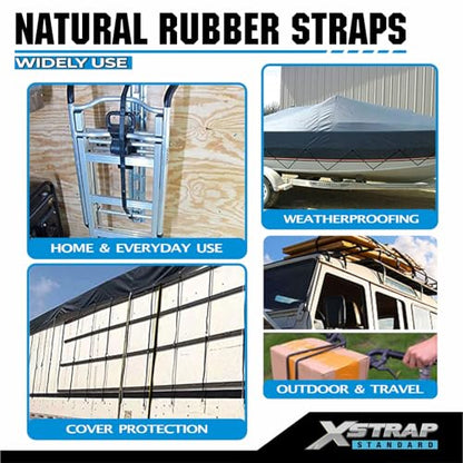 XSTRAP STANDARD 20 Pack 31'' Adjustable Natural Rubber Tarp Straps, EPDM Bungee Cords with Metal S Hooks, Ideal for Securing Tarps, Canvases, Motorcycle, and Cargo - size: 31''