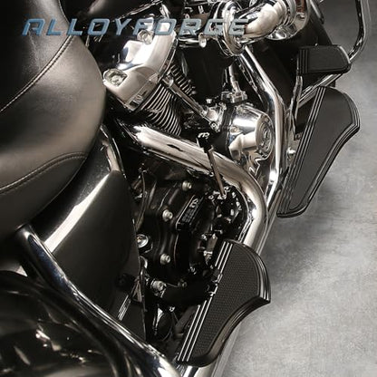 Defiance floorboards Crafted for Harley Touring Models FLT FLHT FLHRS FLHXS Heel Toe Shift Levers and Black Foot Boards (All Black) - color: All Black