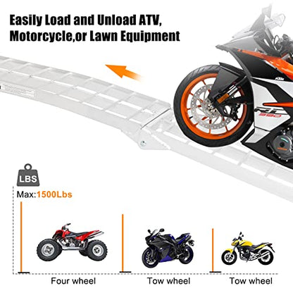 1pc 7.5' Motorcycle ramp Aluminum Arched Foldable Folding Loading ATV Dirt Bike Ramp 750Lbs Capacity