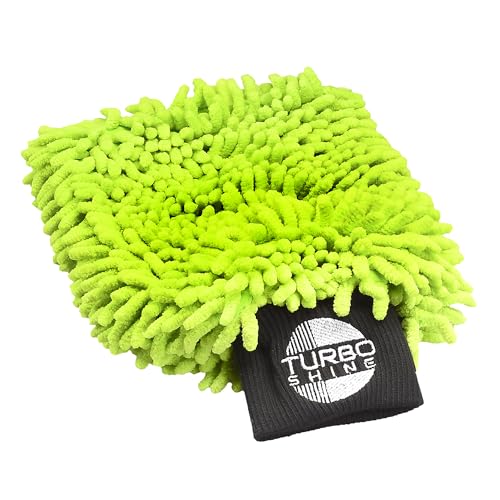 Microfiber Car Wash Mitt, Chenille Noodle Glove for Cars, Trucks, RVs, and Boats, Scratch-Free, Machine Washable, Reusable (1, Lime Green) - color: Lime Green