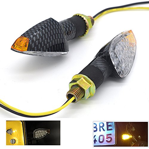 Mini Stalk Arrow Light Motorcycle Turn Signals Lights 10mm Universal Motorbike LED Indicator Blinker Amber Lamp(2 pcs) - color: Plaid-White