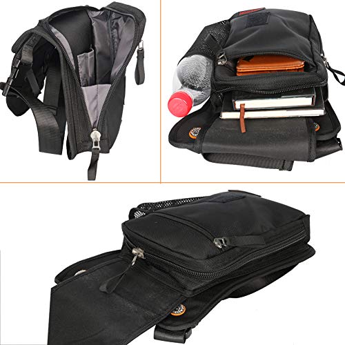 Larswon Thigh Pouch Bag - Tactical Waist Pack for Motorcycle, Waterproof Black - color: Black