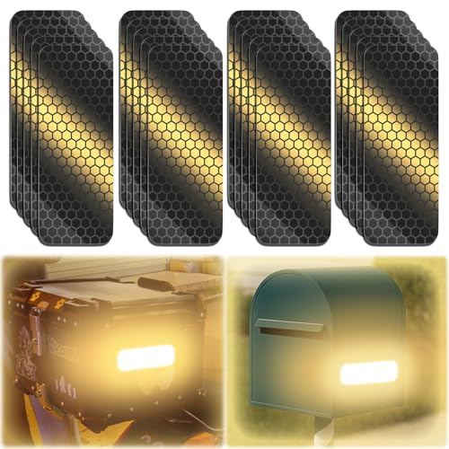 PHIXBEAR 20 Pcs Super Reflection Reflective Stickers, Safety Reflective Tape for Car Bike Mailbox Helmet, Black Conspicuity Tape Outdoor Waterproof 3.15" X 1.18" - color: Black