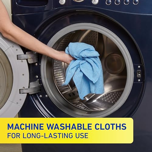 Quickie Microfiber Cleaning Cloth 14 x 14 Inches Blue Pack of 24 Washable and Reusable Ideal for Multi-Surface Indoor/Outdoor Dusting and Polishing - size: 14inch x 14inch, style: 24 Pack