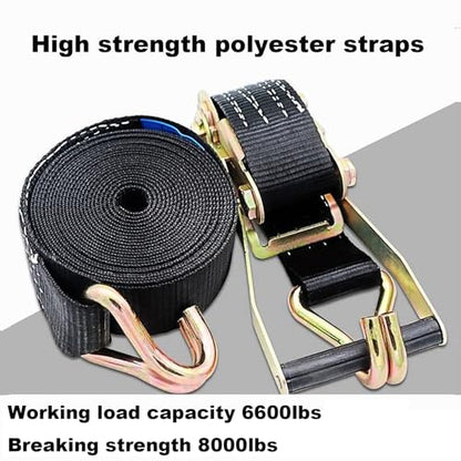 2PACK Ratchet Straps Heavy Duty, 8000 LBS Break Strength Ratchet Strap Tie Down, 2” x 27ft Black Tie-Down Ratcheting Cargo Truck Straps with Durable Double J Hook for for Truck (Black, 2IN X 27FT)