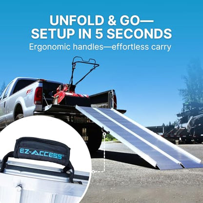 EZ-ACCESS TRAVERSE Aluminum Singlefold Folding Ramp, Portable Loading Ramps for Wheelchairs, Motorcycles, Lawn Tractors & ATVs, Heavy Duty Aluminum Folding Ramps with Carrying Handles (Silver, 6 Foot) - size: 6 Foot, style: Singlefold