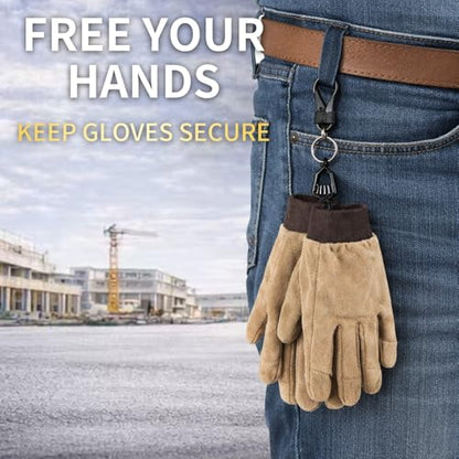 Heavy Duty Glove & Hat Clip with Carabiner, All-Metal Spring Clamp Work Glove Holder for Tool Belt, Harness, Backpack - style: Industry