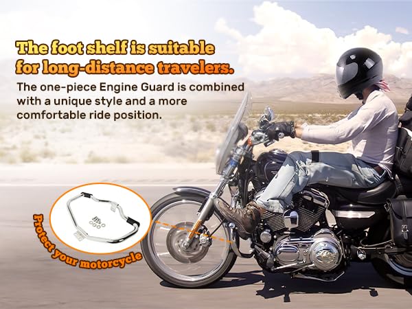 SLMOTO 1 1/4" Highway Engine Guard Crash Bar Mustache Highway Engine Guard Crash Bar Fit for Harley Sportster XL883 1200 XL XR 2004-2021; Iron 883 72 Forty Eight 2009-2021 - color: Chrome