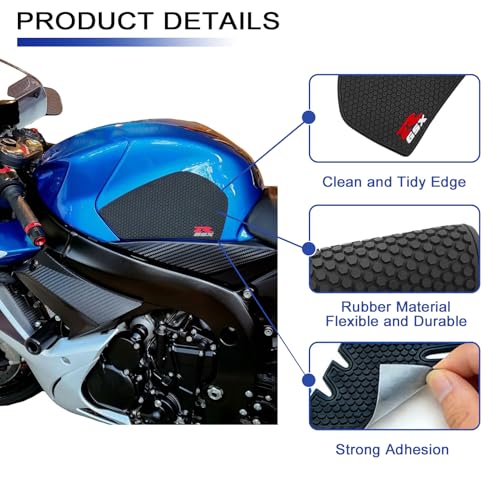 2PCS Motorcycle Tank Pad Stickers Protector Anti Slip Fuel Tank Grips Sticker Compatible with 2026 GSX-R600 2025 GSXR 600 GSX-R750 GSXR750 2019-2026