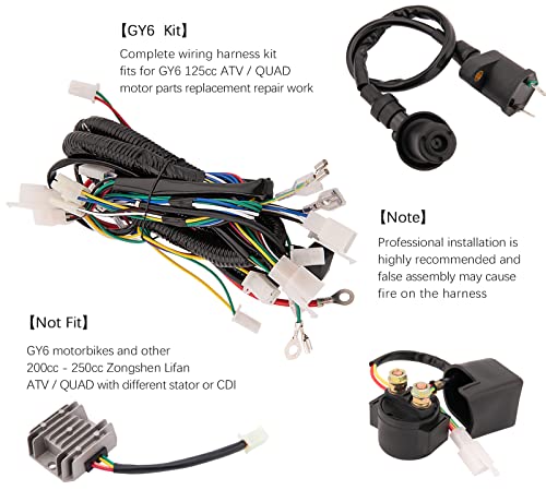 Complete GY6 Wiring Harness kit for Wiring Harness 50cc 70CC 90CC 110CC 125cc 4 Stroke ATV Dirt Bike Moped Quad Go Kart Scooter Electrics Stator Coil CDI Ignition Coil