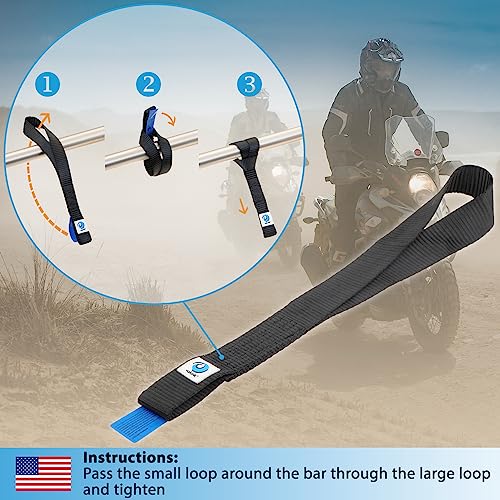 valonic Condor - Soft Loop tie Down Straps Heavy Duty - 4 Pack, 7716lbs, 1.4" x 18", Double Stitched, Black - for Motorcycle Handlebar - size: 1.5 FT - 7700 lbs