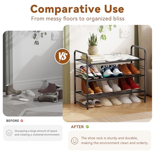 Simple Shoe Rack, 3 Tier Heavy Duty Metal Shoe Shelf 27 Inch Wide, Black - color: Black, size: 3 Tier(27 Inch)