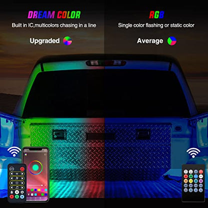 Nilight Truck Bed Light Strip RGB-IC LED Bar for Pickup Multi Dream Color DIY Music Synchronous with APP and RF Remote Control 2PCS 60 inch Cargo Lighting - color: 2Pcs 60Inch RGBIC Bed Strip w/Remote+APP