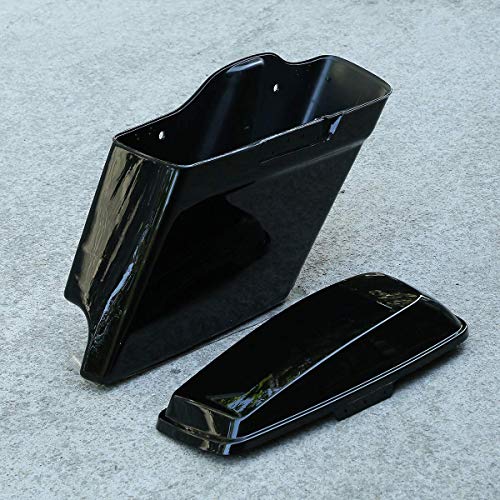 5 Inch Vivid Black Extended Stretched Saddlebags Fit for Touring Models FLT FLHT FLHTCU FLHRC Road King Road Glide Street Glide Electra Glide Ultra-Classic 2014-later