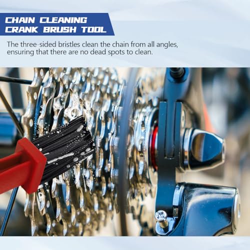 2PCS Bike or Motorcycle Chain Washer, Motorcycle Chain Cleaner, Universal Bicycle Chain Cleaning Brush Tool, Motorcycle Accessories Chain Gear Dirt Stain Cleaning Brushes for Bike Motorcycle (Red)