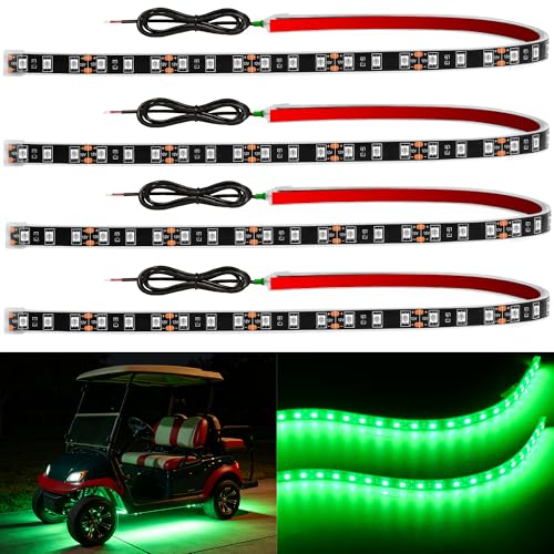 YM E-Bright 4Pcs Led Strip Lights for Car 24inch Waterproof IP68 Car Underglow Strip Lights Decoration 36SMD 12V Led Interior Exterior Lights Strip for Cars Motorcycles Truck Golf Cart Boat - Green - color: Green, size: 24inch/60cm