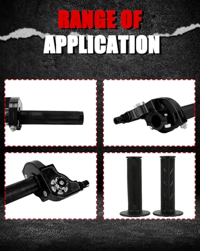 JFG RACING Dirt Bike Visual Throttle Tube Assembly + Cable + Grips 22mm 7/8'' Universal Twist Throttle for Most Motorcycle Pit Bike Mini Bike ATV Scooter, BLACK