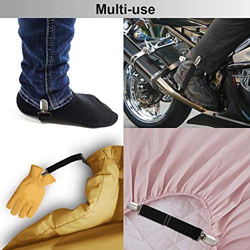 Boncas Improved Adjustable Elastic Boot Clips Boot Straps Pant Clips Stirrups Leg Straps Keeping Your Pants Tucked - color: Biker 4.7" -9"