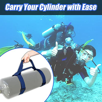 Dive Tank Carrier, Heavy Duty Webbing Scuba Air Tank Band Adjustable Cylinder Holder Carrying Strap with Comfort Handle - color: Blue