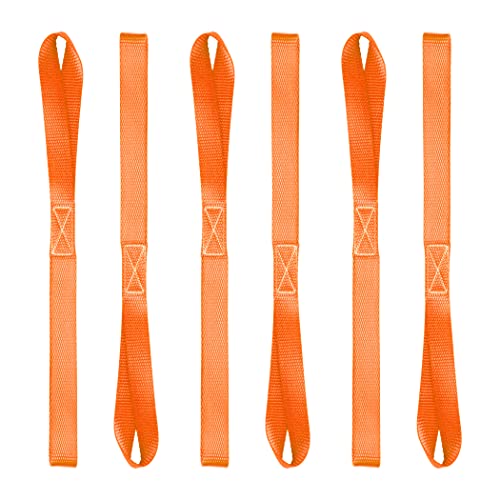 Cartman 6 Pack 1"x18" Soft Loop Motorcycle Tie Down Straps 3600lbs Load Capacity Tie-Down Loops for Secure Trailering of Bikes, ATV, Lawn Equipment, Orange - size: 6pk Orange 3600lbs