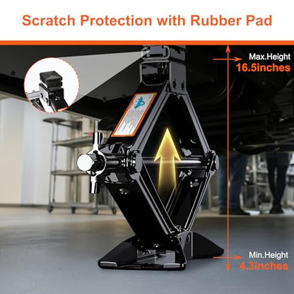 SPECILITE Scissor Jack, 2.5T(5512 Lbs), High-Strength Car Jack & Stand Kit with Rubber Pad, Tire Changing Kit with Ratchet Handle&Lug Wrench, Universal Vehicle Emergency Set for Various Models Black - color: Black