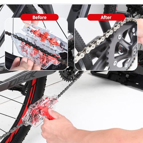 DKE&YMQ Bike Chain Cleaner Kit - Transparent bicycle chain cleaner with large and small brush tool, Deep clean chain machine for mountain and road bikes