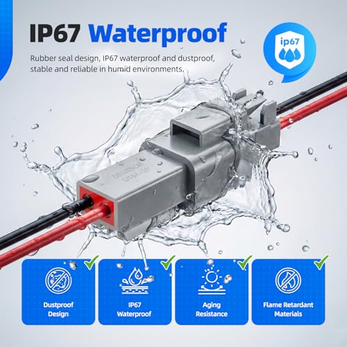 2 Pin Deutsch Connector, Hoodutric 16AWG Gray Male Female Wiring Harness DT Pigtail 2 Wire Waterproof Electrical Connectors with Heat Shrink Tubing Electrical Tape for Car Truck Motorcycle Boat- 6 Kit - style: 2Pin Gray 6 Set