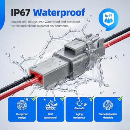 2 Pin Deutsch Connector, Hoodutric 16AWG Gray Male Female Wiring Harness DT Pigtail 2 Wire Waterproof Electrical Connectors with Heat Shrink Tubing Electrical Tape for Car Truck Motorcycle Boat- 6 Kit - style: 2Pin Gray 6 Set