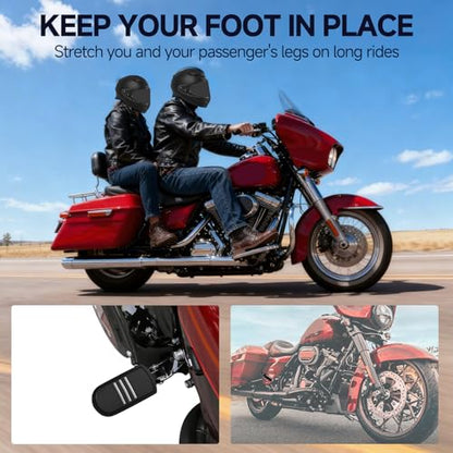 Motorcycle Passenger Foot Pegs, Aluminum Highway Pegs Male Mount Footrest Fit For Harley Touring Street Glide Road King Road Electra Glide Sportster Dyna Softail (Black) - color: 1#Black
