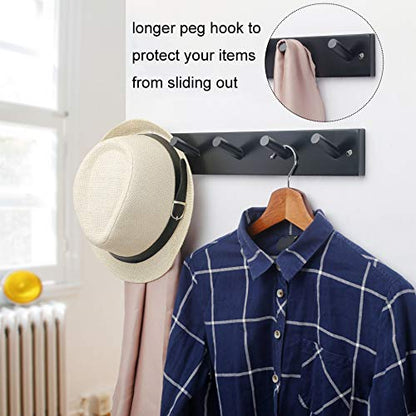 WEBI Coat Rack Wall Mounted,Coat Hanger Wall,16" Hole to Hole,Coat Hooks Wall Mounted,Hook Rack Peg Rail,5 Hooks for Hanging Coats,Hats,Jacket,Clothes,White,2 Packs - color: White, size: 17 inch(2 Packs)