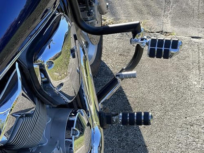 Highway Pegs Motorcycle Foot Rests w/Mount Clamp Kit For 1" 1.25" Engine Guards Compatible with Harley Touring Softail Dyna Sportster Road King Fat Bob Road Glide Street Glide Chrome