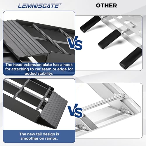 LEMNISCATE Motorcycle Ramp, Aluminum Loading Ramps for Pickup Trucks, 7.5FT Folding Bike Ramp with Handle & Buckle, for Bicycles, Lawn Mowers, UTV, ATV, 750 LBS Capacity, 89"x12", 1PC, Black - color: Black
