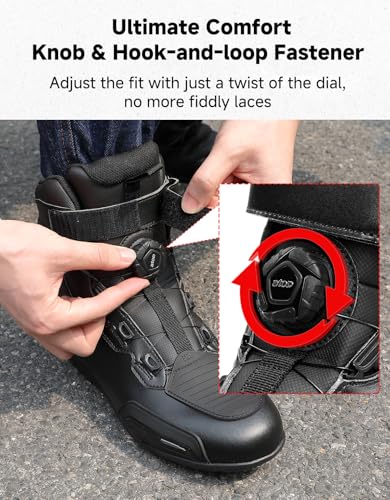 KEMIMOTO Men's Motorcycle Boots with Quick-Release ATOP Knob Flexible and Breathable Motorcycle Shoes - size: 11 Narrow