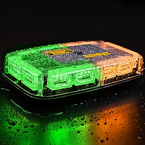 Nilight 12 Inch Roof Top Strobe Lights 48LED Hazard Light Emergency Safety Warning LED Flashing Light Bar Magnetic Mount 12V 24V for Cars Trucks Snow Plows Construction Vehicles - color: Amber and Green