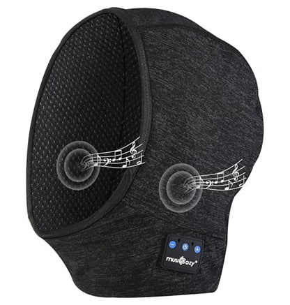 MUSICOZY Bluetooth 5.4 Balaclava Headphones for Cycling Motorcycle Running, Breathable Helmet Liner Cap with Built-in Ultra-Thin Speakers, Wireless Sports Face Mask for Outdoor Riding Travel Black