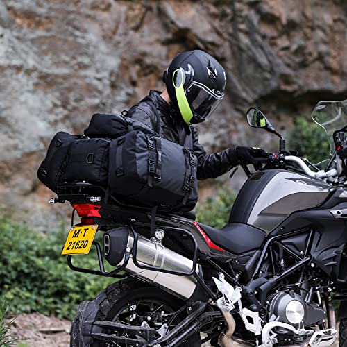 Waterproof Motorcycle Tail Bag 10L Motorbike Rear Rack Storage Bag Saddle Pannier for Touring Adventure Commuting Black - size: 10L