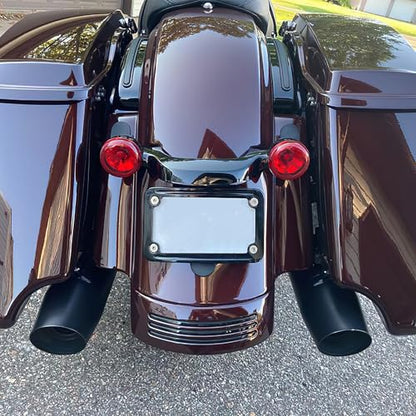 TCT-MOTORPARTS Curved License Plate Frame W/LED Light Fit for Harley Touring Street Glide 2010-2025, FLHX, FLHXS, FLHXST, FLTRX, FLTRXS, and FLTRXST - color: Black