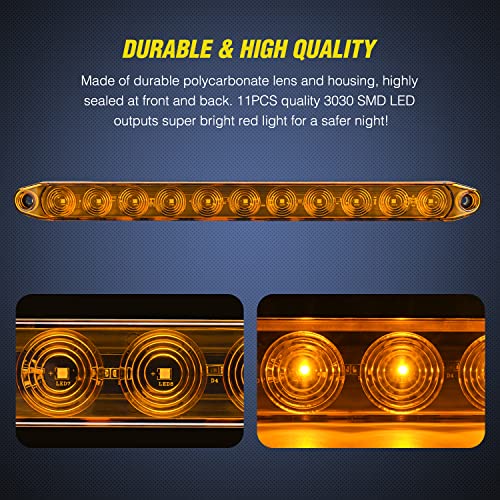 Nilight 16Inch Trailer Marker ID Bar 2PCS 11 LED Amber Turn Signals Tail Light DOT Compliant IP65 Waterproof for Truck Trailers Cargo Carriers - color: 2Pcs 16" Amber 11LED