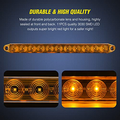 Nilight 16Inch Trailer Marker ID Bar 2PCS 11 LED Amber Turn Signals Tail Light DOT Compliant IP65 Waterproof for Truck Trailers Cargo Carriers - color: 2Pcs 16" Amber 11LED