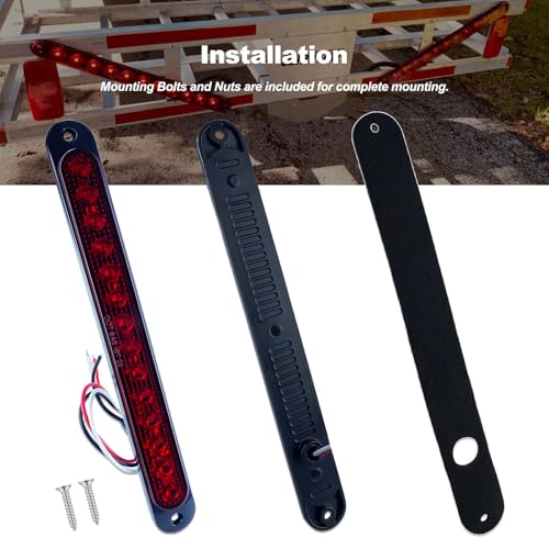 10" LED Trailer Brake Lights Bar Strip Aluminum Alloy Base Red Stop Turn Identification Side Marker Tail Lights Assembly for Truck Marine Boats, 15 LEDs 2Pcs - color: Red