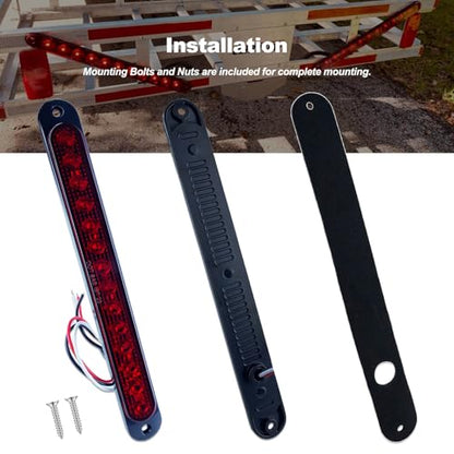 10" LED Trailer Brake Lights Bar Strip Aluminum Alloy Base Red Stop Turn Identification Side Marker Tail Lights Assembly for Truck Marine Boats, 15 LEDs 2Pcs - color: Red