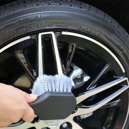 Tire Brush Wheel Cleaner Brush,Soft Bristle Cleaning Brush,Car Wash Brush Clean Tires & Wheel Releases Dirt and Road Grime,Car Accessories for Women/Men,Short Handle for Easy Scrubbing,Scratch-Fr-ee