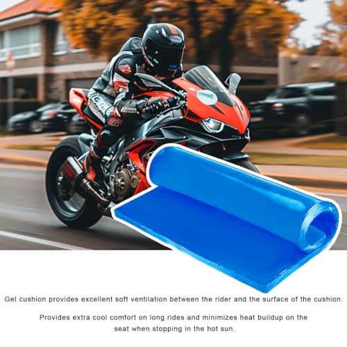 Motorcycle Seat Gel Pad, Shock Absorption Mats Gel Seat Cushion Reduce Fatigue, Universal Comfortable Soft Cooling Fabric Pad for Motorbike Car Home Office Chair