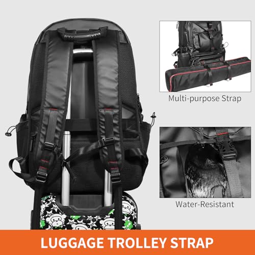 Motorcycle Backpack Waterproof Oxford Fabric, Expandable 50L Capacity with Helmet Holding Pocket, Laptop Compartment, and USB Port, Ideal Gift for Travel