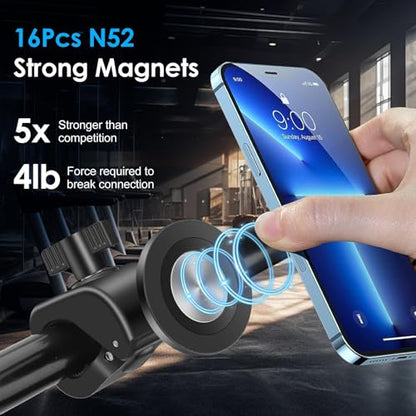EEEKit Exercise Bike Phone Holder, Magnetic Handlebar Phone Mount for iPhone Magsafe and All Smartphones, for Stationary Treadmill Gym Fitness Equipment