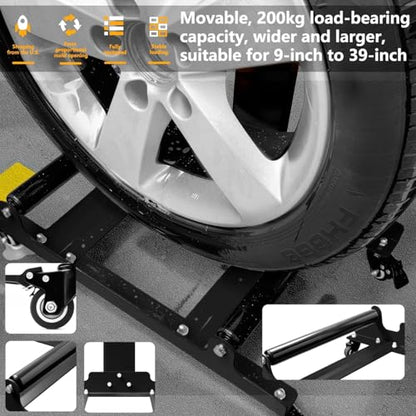 Rolling Wheel Detailing Stand – Heavy-Duty Tire Cleaning and Polishing Roller with 3-Way Rotating Rollers for Ceramic Coating, Tire Shine, Car Wheel Wash – Garage Accessory for Auto Detailers - color: Black