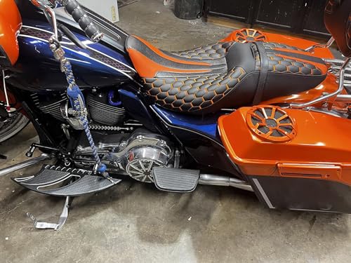 Motorcycle Seat SLMOTO Driver Rider Passenger Seat Fit For Harley Touring Road King CVO Road Street Electra Glide Ultra Classic 2009-2023; Road King Special FLHRXS 2017-2023 - color: Orange