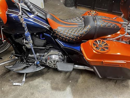 Motorcycle Seat SLMOTO Driver Rider Passenger Seat Fit For Harley Touring Road King CVO Road Street Electra Glide Ultra Classic 2009-2023; Road King Special FLHRXS 2017-2023 - color: Orange