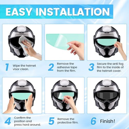 Motorcycle Anti Fog Film, Universal Fit Helmet Visors Insert Waterproof Fog Resistant Clear Vision (C (Fog))